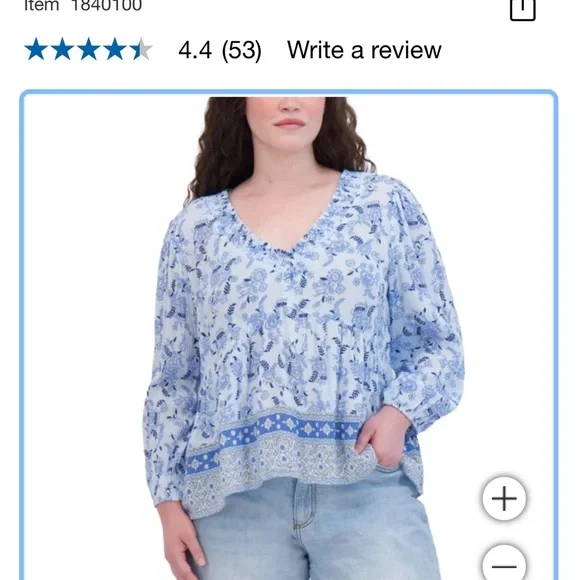 Lucky Brand Floral Blue Women's Top Medium NWT - Picture 4 of 6